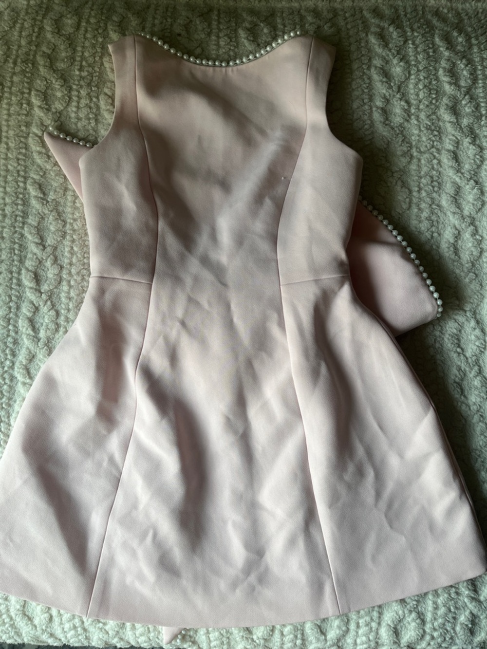 Babyboo Fashion Carrie Mini Dress Pearl-Trim Light Pink Fit & Flare Dress